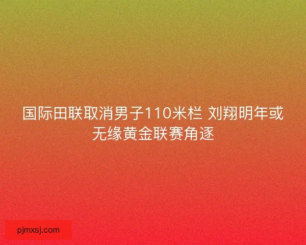 国际田联取消男子110米栏 刘翔明年或无缘黄金联赛角逐
