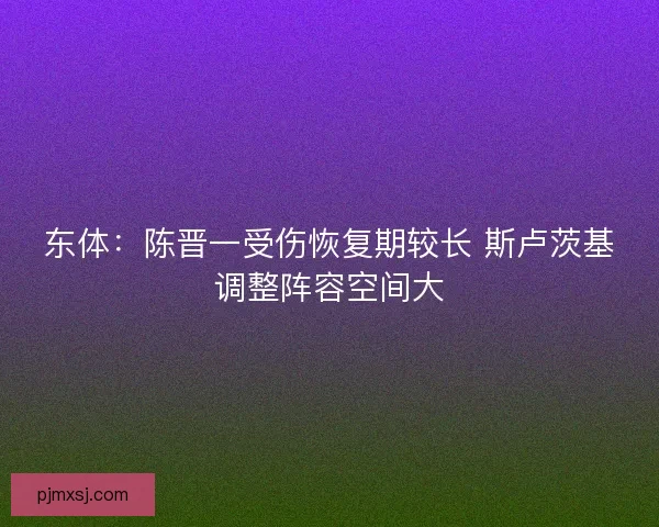 东体：陈晋一受伤恢复期较长 斯卢茨基调整阵容空间大