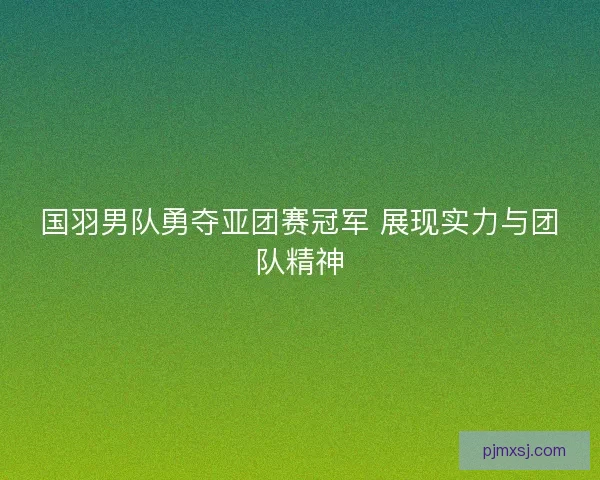 国羽男队勇夺亚团赛冠军 展现实力与团队精神