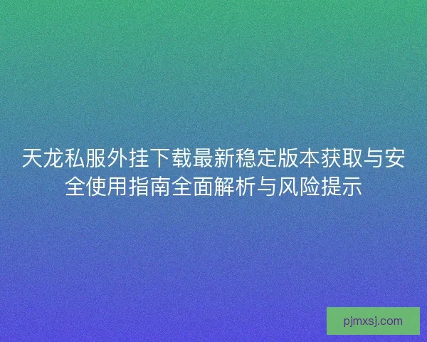天龙私服外挂下载最新稳定版本获取与安全使用指南全面解析与风险提示