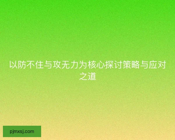 以防不住与攻无力为核心探讨策略与应对之道