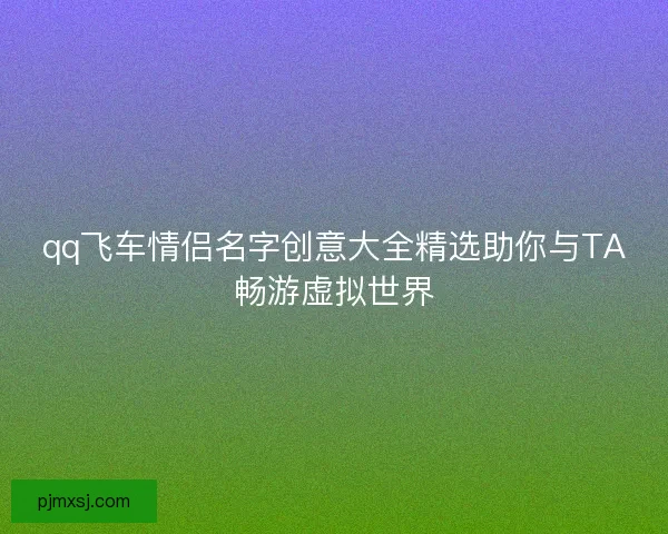 qq飞车情侣名字创意大全精选助你与TA畅游虚拟世界